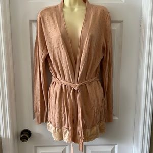 LC Lauren Conrad Size XL Blush Laser Cut Wrap Cardigan Sweater